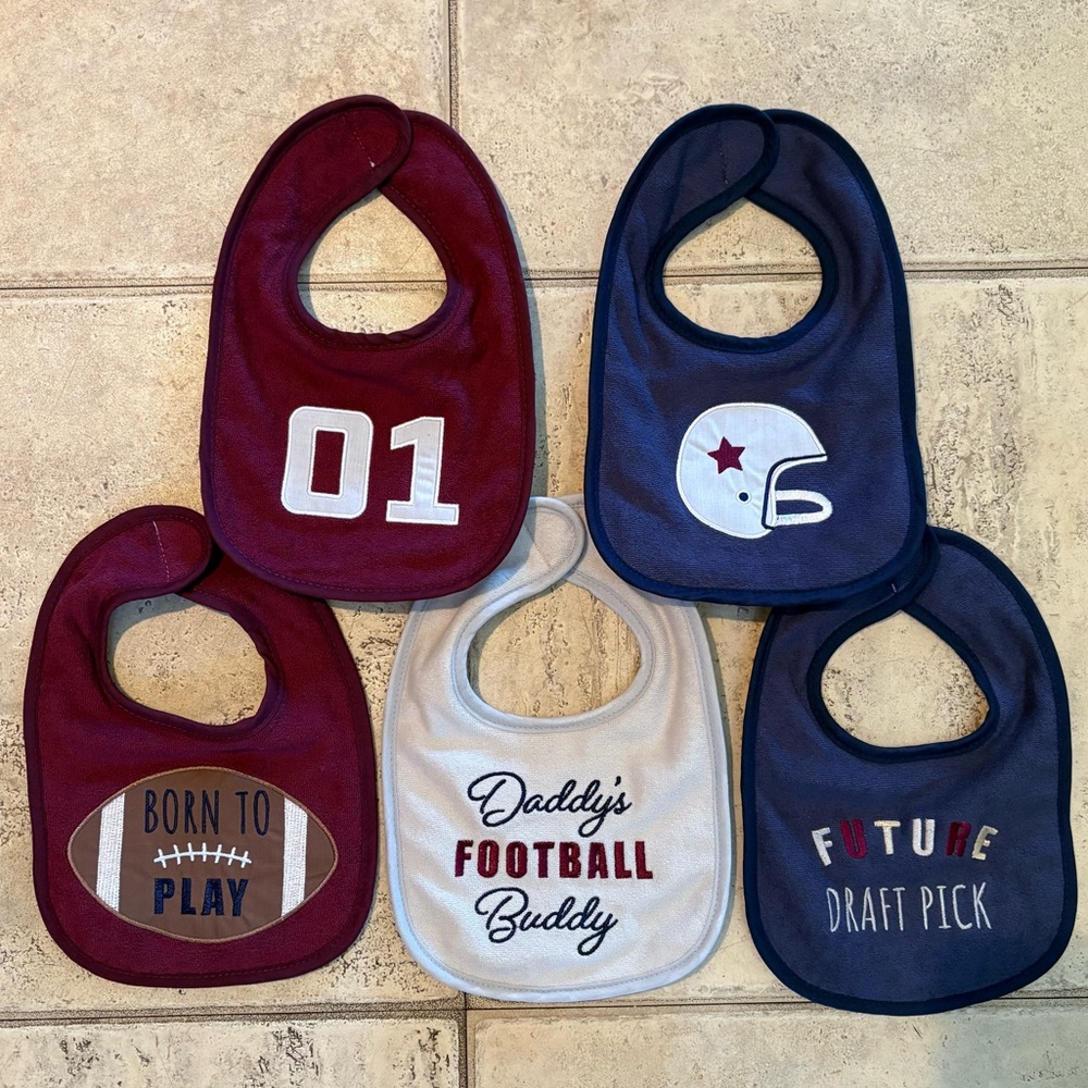 Hudson Baby Football Bib Set - Maroon, Navy, White NWOT